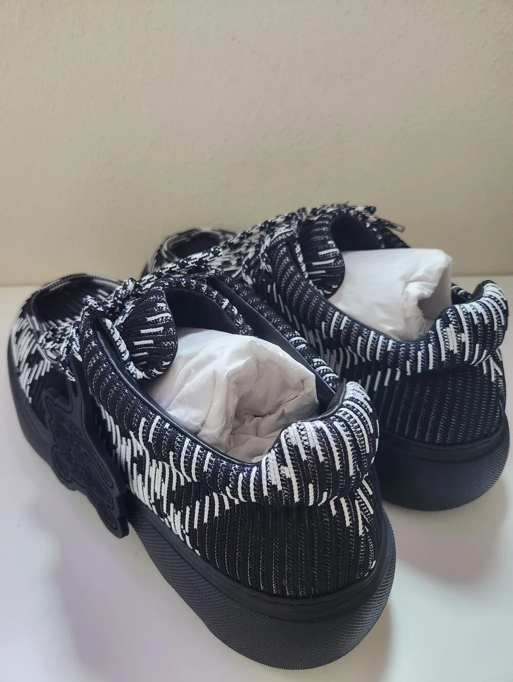 Burberry Creeper Check Woven Lace Up Shoes Mens 11 Black Round Toe EU 44